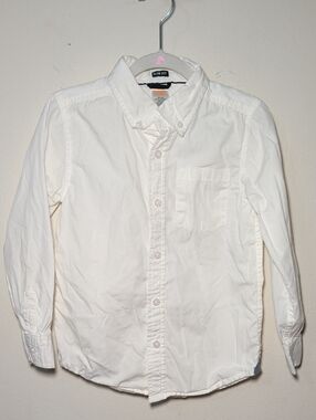 Gymboree White Oxford Button-Down Shirt Slim Fit 100% Cotton Boys Size S 5-6